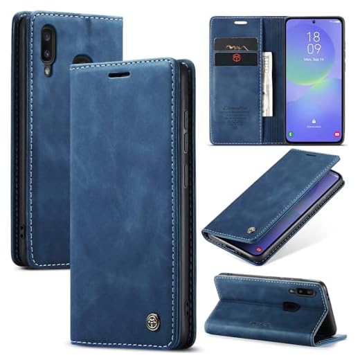 WJXEXRS Handyhülle für Samsung Galaxy A40 Hülle, Premium Klapphülle Leder Schutzhülle Klappbar mit Kartenfach Ständer Magnet Handytasche Standfunktion Flip Case Lederhülle Samsung Galaxy A40-Blau