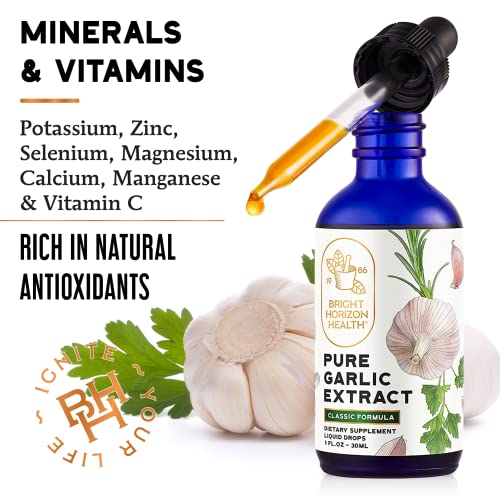 Pure Garlic Extract With Allicin Classic Formula Boost Immune Support Vegan Friendly Natural Supplement, Raw Organic Garlic In Liquid Form, Natural Superfood With Nutrients And Minerals 1 Fl Oz Bottle #TOP1