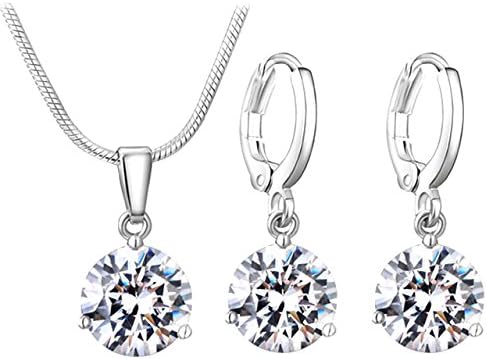 Felvy Platinum Plated Swarovski Elements Crystal Necklace Pendant And Earrings For Woman
