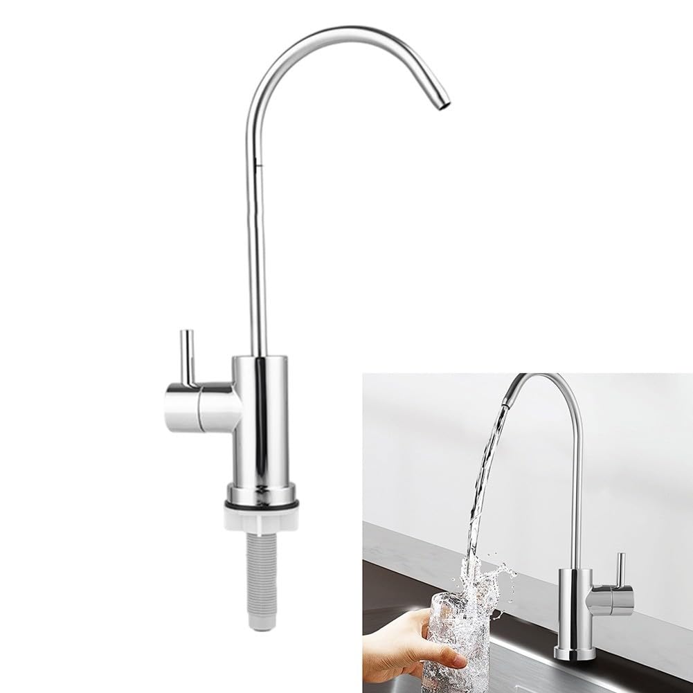 Rubinetto girevole per camper, rubinetto singolo per acqua fredda o calda e fredda, per camper, bagno, cucina, rimorchio, barca, finitura cromata, corpo in ABS con acciaio inossidabile Ou
