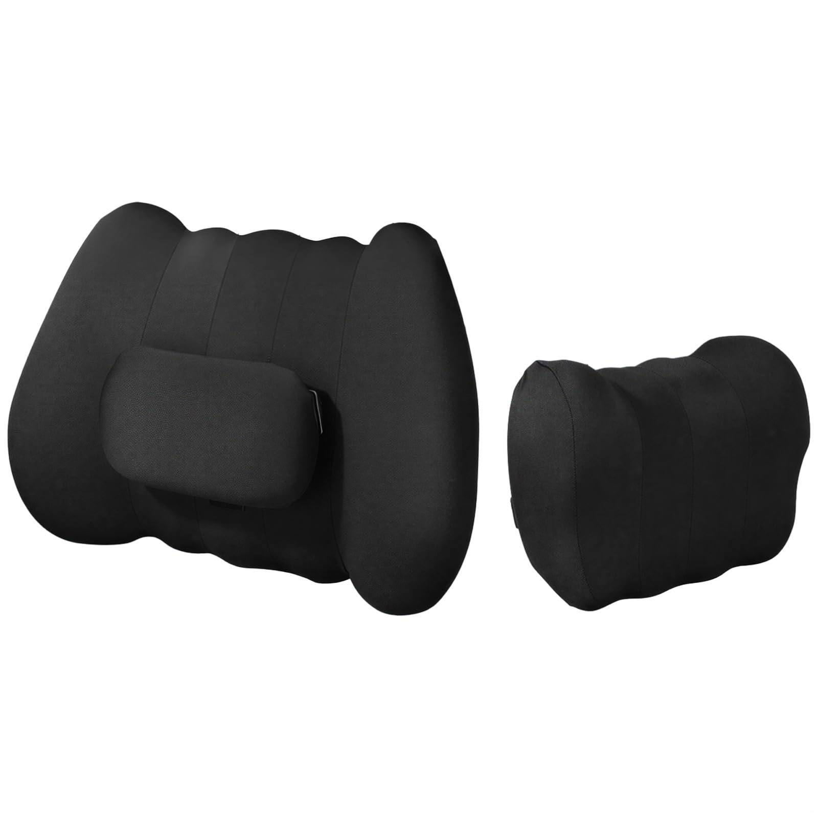 Juego de soporte lumbar y de espuma viscoelástica para coche, vibración eléctrica, agarre ergonómico en forma de C, simulando masaje de manos, negro clásico, regalo con caja y tarjeta