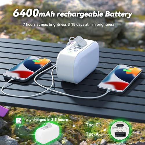 Camping Lantern,6400mAh LED Lantern Rechargeable,with 4 Light Modes,1000LM Tent Light & Hand-Crank lamp for Hurricane,Hiking,Camping,Emergency,Power Outages