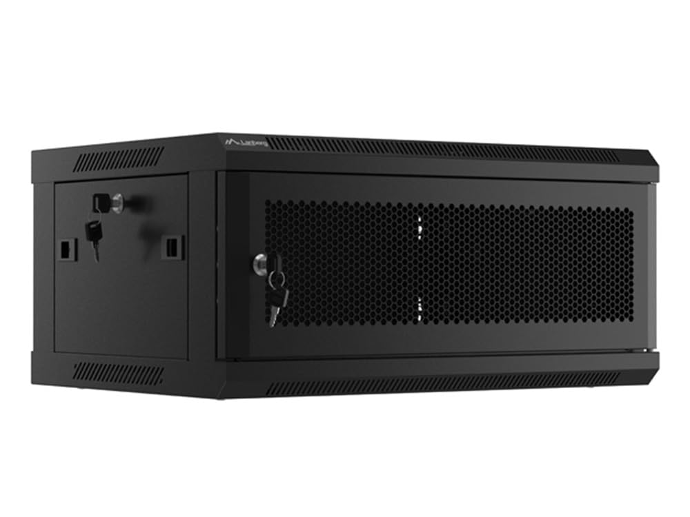 Lanberg Armario para Rack, 19", Montaje en Pared, 4U/600X450 con Puerta Perforada, Color Negro