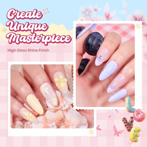 Image of Beetles Pastel Gel Polish Set - Taste of HEMA-FREE Gel, 6 Colors 9ML Pastel Pink Yellow Color Polish Set UV LED Lamp Salon DIY at Home Nails Gifts for Women
