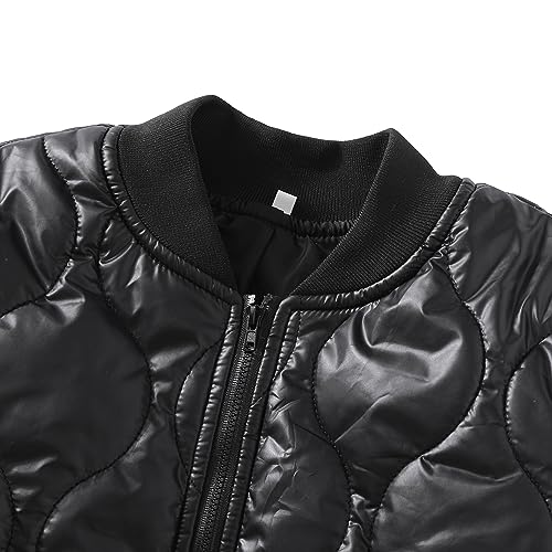 Image of BAICAIYU Kids Puffer Jacket Leather Lightweight Boys and Girl Winter Outerwear Waterproof Zipper Cardigan School Coat