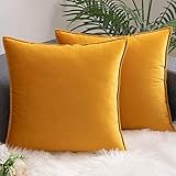 AHAHA 2er Pack Samt Kissenbezug Dekorative Zierkissenbezüge Kissenhülle Kissenbezüge mit Verstecktem Reißverschluss 40 x 40 cm Gold