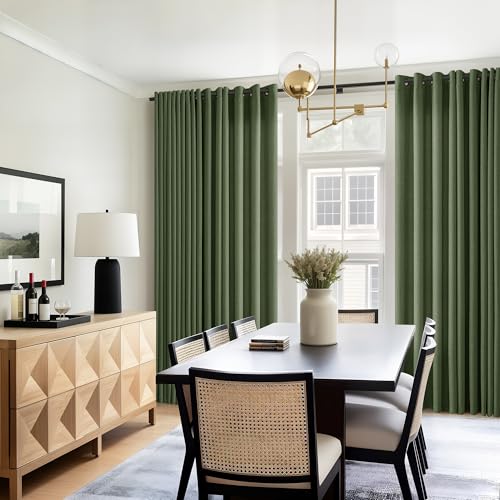 102 Inch Long Green Curtains for Bedroom Living Room Linen Blend 2 Panels by DUKIYO - Used condition - Image 9