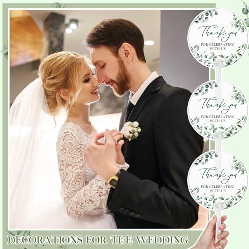 Image of Geelin 100 Pcs Wedding Fans Bulk Acrylic Bridal Shower Handheld Favor Fans for Guests Transparent Summer Wedding Bridesmaid Gift for Hot Outdoor Ceremony Baby Shower