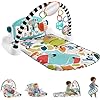 Fisher-Price Baby Playmat Glow and Grow Kick & Play Piano Gym, Blue Musical Learning Toy with Developmental Activities for Newborns 0+ Months