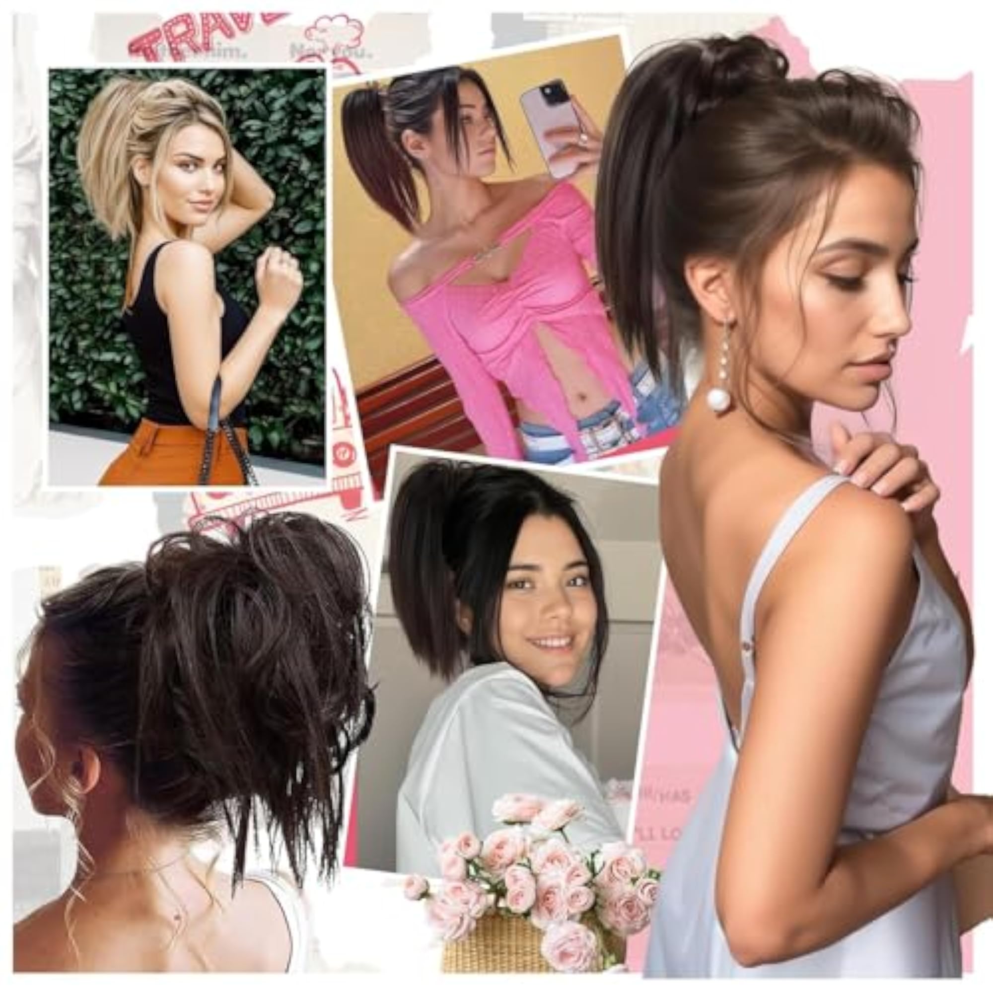 Women's Straight Short Claw Clip Messy Bun Hair Piece
