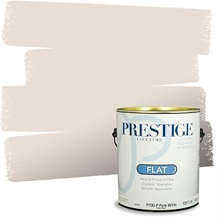PRESTIGE Paints Interior Paint and Primer In One, 1-Gallon, Flat, Comparable Match of Sherwin Williams* Reliable White*