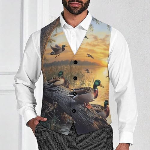 Mallard Ducks Lake Mens Slim Fit Suit Vest Dress Waistcoat Casual Business Vest2