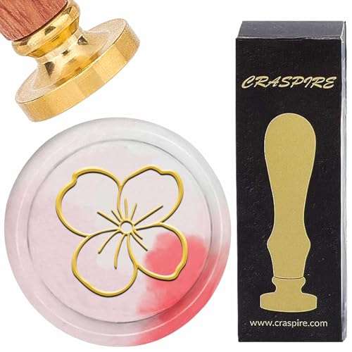 CRASPIRE Flower Wax Seal Stamp Retro Sealing Wax Stamps 30mm Removable Gold Brass Head with Rosewood Handle Flowers Wax Stamper for Gift Wrapping Wedding Invitations Envelopes Cards Wine Packages