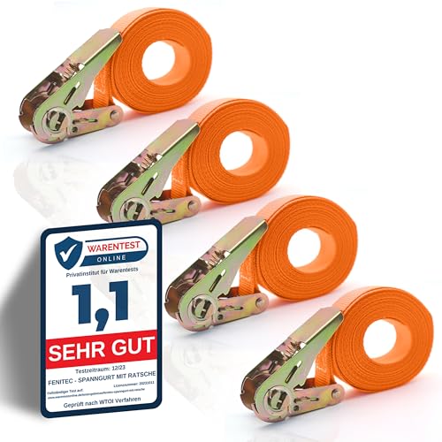 Sangles à cliquet 4m pour sécuriser le chargement lot de 4