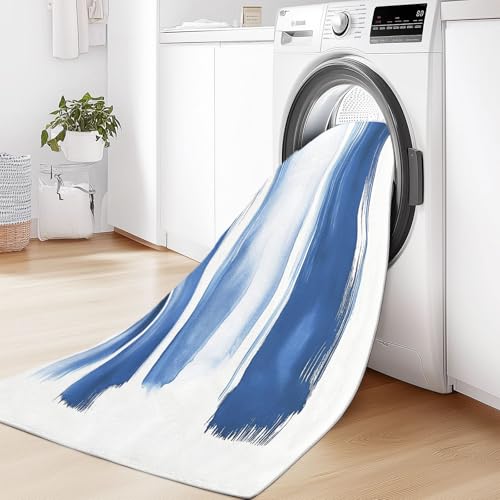Tapis antidérapant bleu à poils courts doux et facile à nettoyer - 8