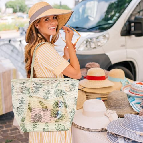 Image of KALIDI Beach Nylon Mesh Tote Bag, Casual Tote Bag Hobo Women Foldable MAX 23L Shoulder Bag For Beach Picnic Vacation