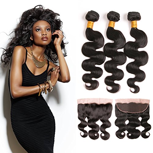 Brazilian Body Wave Bundles With Frontal Closure Baby Hair Bleached Knots Extensions 100 Natural Virgin Hair Grade 9A Unprocessed Sales In Bulk 20 22 24+18inch