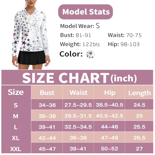 Image of Soneven Womens Golf Shirts Moisture Wicking V Neck Long Sleeve Polo Shirts Collared Tops