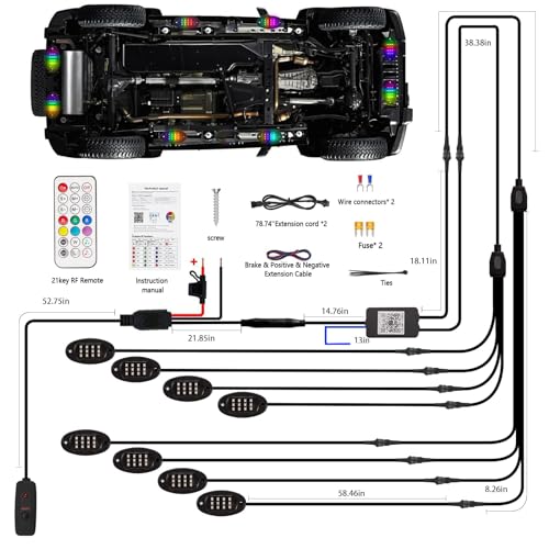 Tde Explorer.Lighting CAR-DREAN COLOR POD LIGHT 12 Pods Rgb+Ic Led Rock Lights For Trucks Golf Cart Atv Utv Suv Offroad, Smart Sync Music Chasing Rock Lights With App/Rf Control, Waterproof Dream Color Car Underglow Kit Vehicle Underbody Light thumb #5
