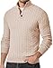 JMIERR Mens Sweater Cable Knit Casual Long Sleeve Button Chunky Winter Fashion Knitted Pullover Sweaters, 3XL, Beige