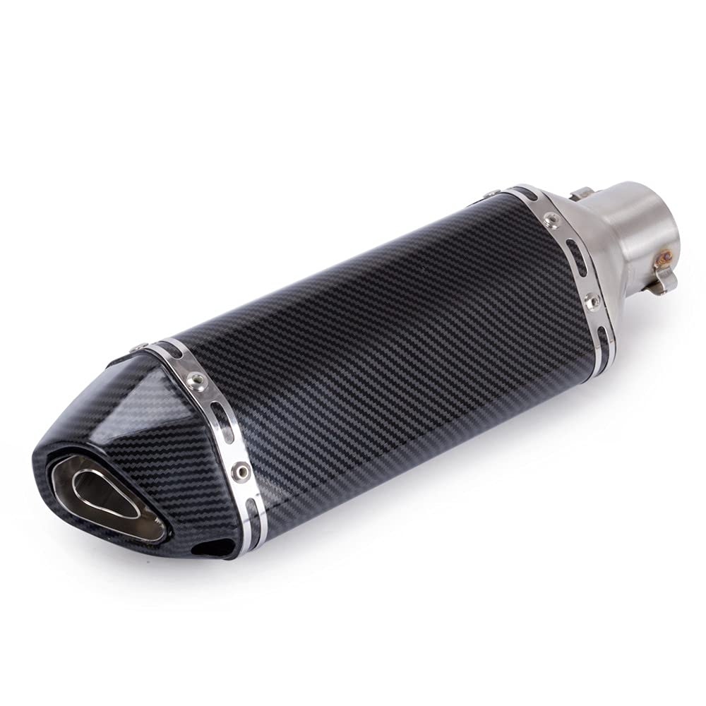 Motocicleta Turbo Escape Down Pipe Silenciador Cola Refit 51mm Hexágono Oblicuo Fibra de Carbono Color Pequeño con Ajuste para Motos Universal
