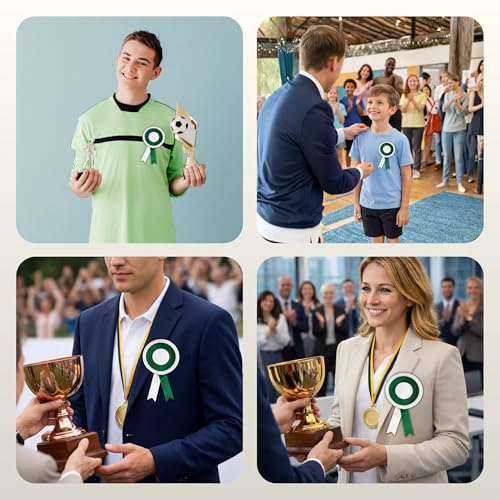 Image of NEXGEN Trends Double Line - Satin Badge For School College Event,Party, And Conference (PACK OF 10) (White-Dark Green)