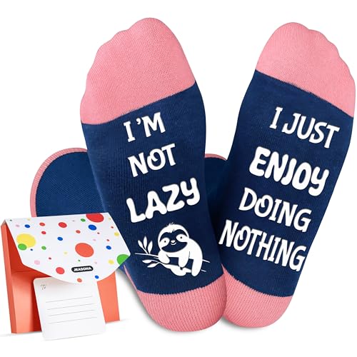 Jeasona Funny Gifts for Women Ladies Birthday Sloth Gifts for Her Funny Socks Women 6-9 Women's Joke Secret Santa Presents Fun Socks Adult