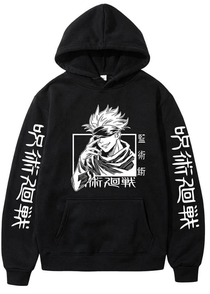 Image of MOONSHINE Printed Anime Cotton Fleece Hoodie, Black, Kids