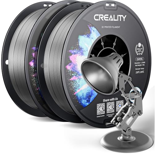 Image of Official Creality PETG 3D Printer Filament 1.75mm 2KG (4.4lbs), High Precision, Strong Toughness, Odorless, Better Flow, Moistureproof 3D Printing CR PETG Filament, Grey+Grey
