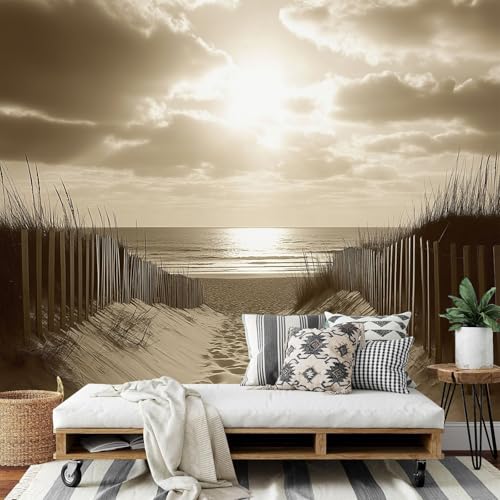 Fototapete 150x105cm (B×H), Sonnenlicht Meer Wanddeko Foto Tapete Schlafzimmer Wohnzimmer Seidentuch tapete, Dünen Zaun Motivtapeten Bildtapete 3D Effekt Wand Dekoration Fototapete 150x105cm (B×H), Sonnenlicht Meer Wanddeko Foto Tapete Schlafzimmer Wohnzimmer Seidentuch tapete, Dünen Zaun Motivtapeten Bildtapete 3D Effekt Wand Dekoration