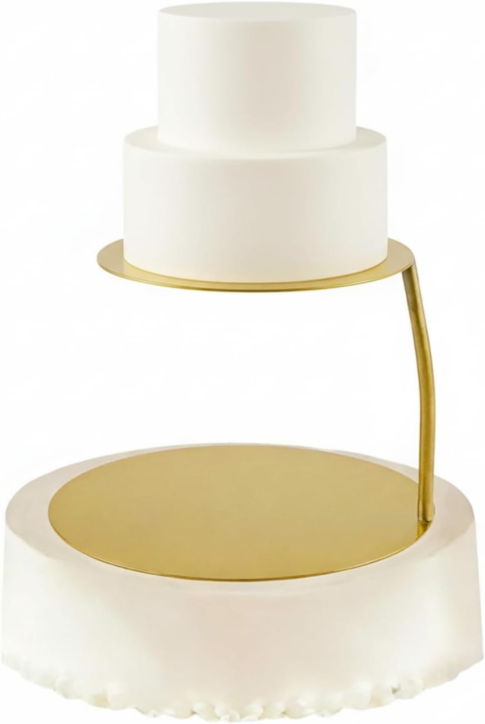 LemonRoad 6''+8'' Floating Cake Stand 2 Tier Metal Wedding Cake Stand Spacer Separator Round Decorative Dessert Display Riser Pastry Holder for Birthday Anniversary Party Centerpiece (Gold, Classic)