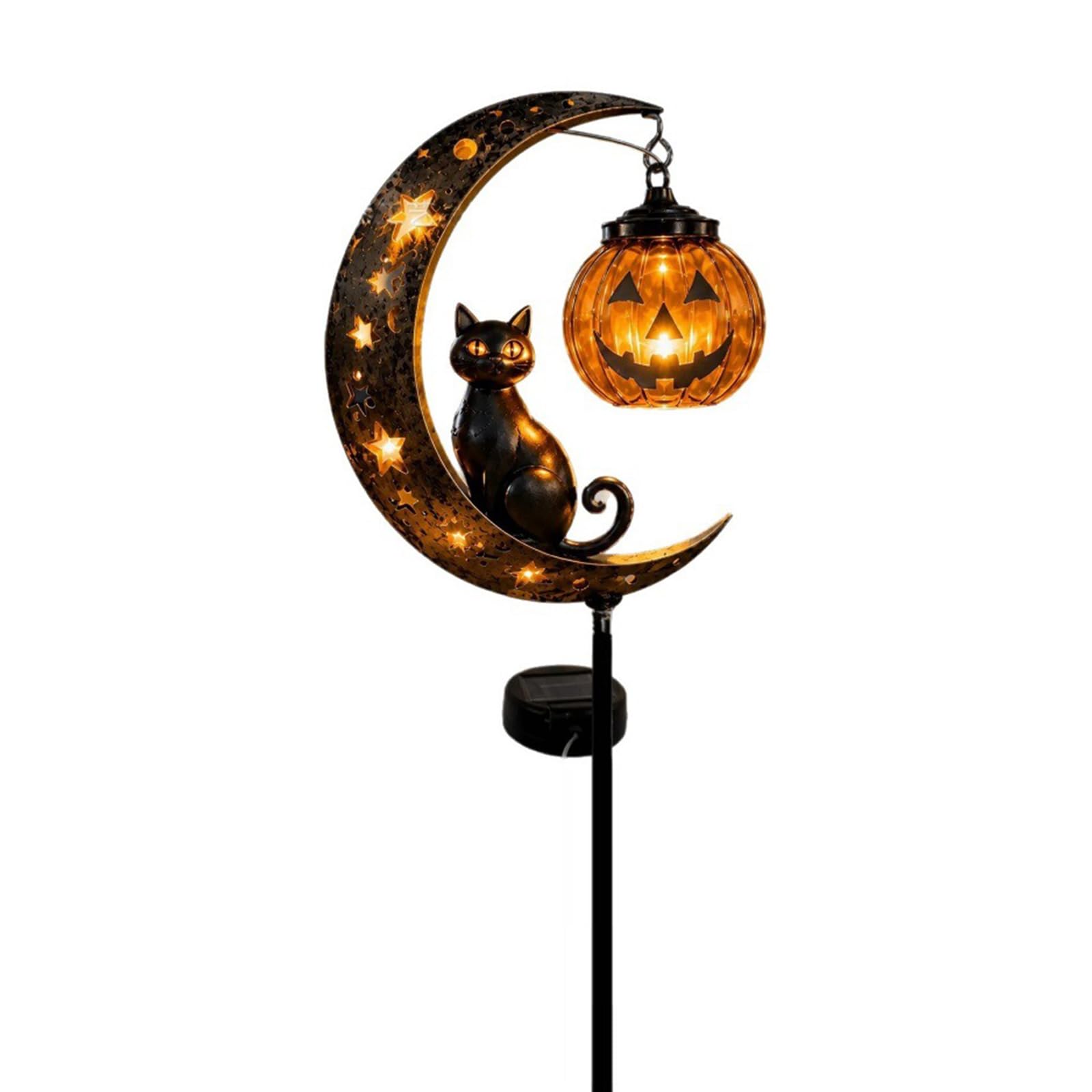 Iron Black Cat Moon Ground Lamp with Auto On/Off (A)