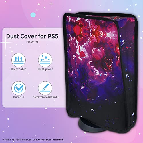 Image of PlayVital Dust Cover for ps5, Soft Neat Lining Dust Guard Anti Scratch Waterproof Cover Sleeve for ps5 Console Digital Edition & Disc Edition - Surreal Lava