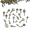 125 PCS Vintage Skeleton Key Set Charms, JIALEEY Mixed Antique Style Bronze Brass for Pendant DIY Jewelry Making Wedding Party Favors #3