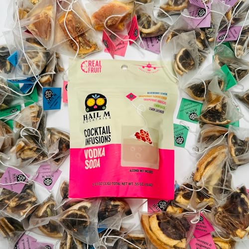Vodka Soda Cocktail Infusion Kit – DIY Low Sugar Cocktail Kit, TSA-Approved Gift Made with Blueberry, Basil, Grapefruit, Hibiscus, Lavender, Lemon, Elderflower – Sugar Free – 5 Cocktail Teabags