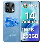 UMIDIGI 5G Unlocked Cell Phone, 16GB+256GB ROM（1TB Expandable）, 6.8" 120Hz HD+ Display, 50MP Triple Camera, 5000mAh 20W Fast Charging, Android 14 Face Unlock, Dual SIM GPS, Blue