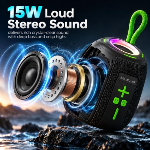 Image of PEFUPEW 15W Wireless Bluetooth Speaker with Karaoke Mic