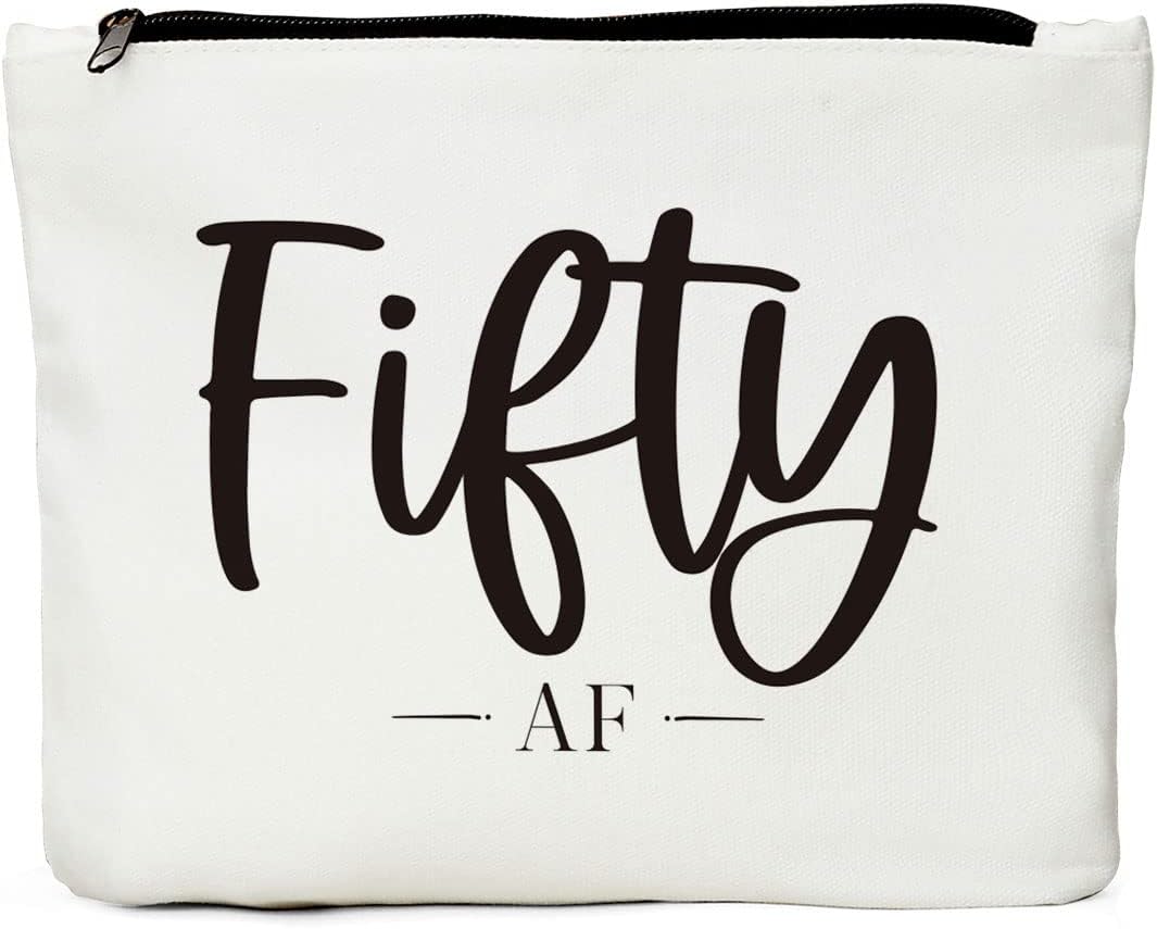 50th birthday gifts for women, 1972 Fifty Squad Birthday Makeup Bag, Fifty AF Group Bag, Fifty Anniversary, 50 Year Old Birthday Gift Ideas for Sisters, Friends, Coworker, Mom