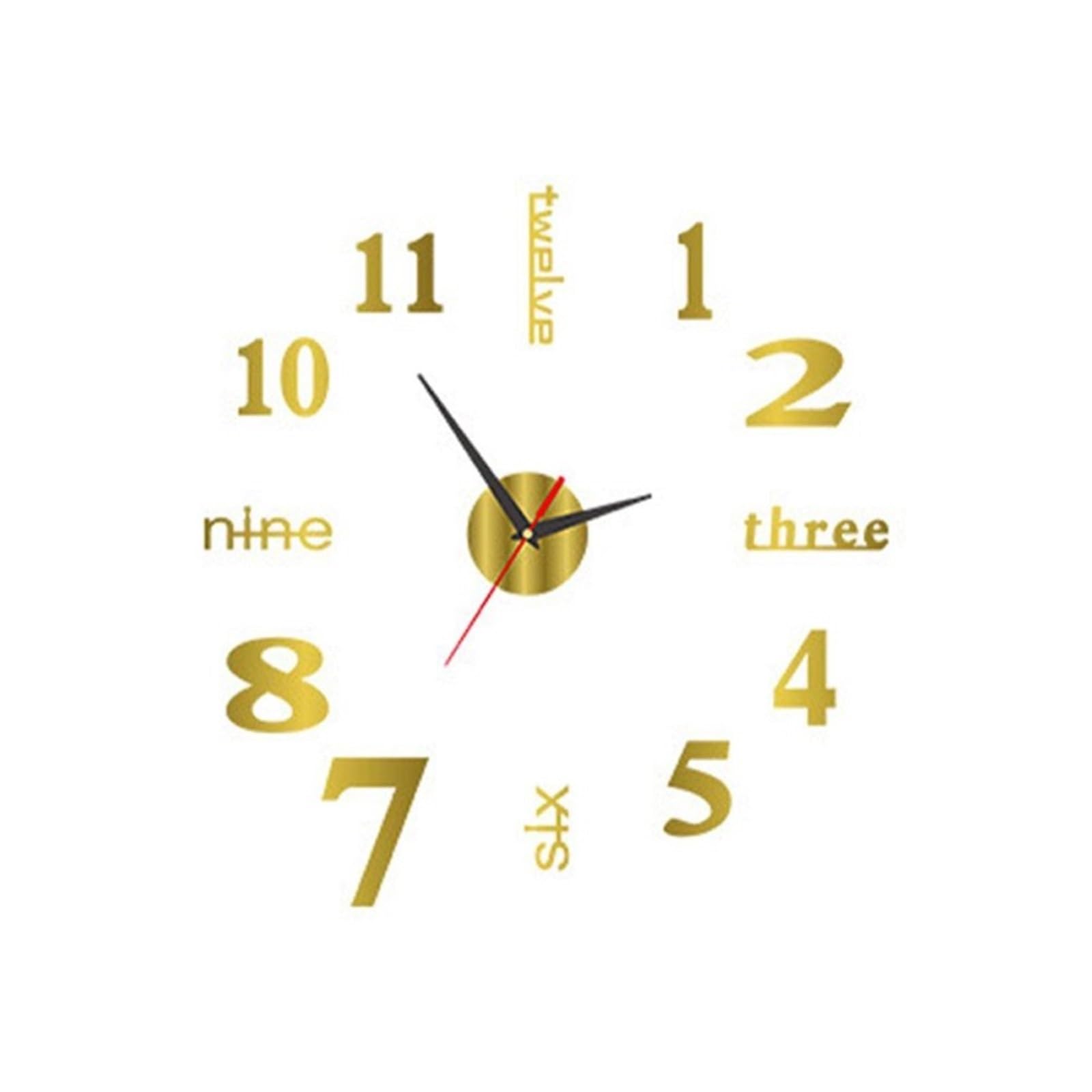 YUPLIODSX Frameless Diy Wall Clock 3D Luminous Wall Clock Frameless DIY Digital Clock Wall Stickers Mute Clock For Living Room Bedroom Office Wall Decor