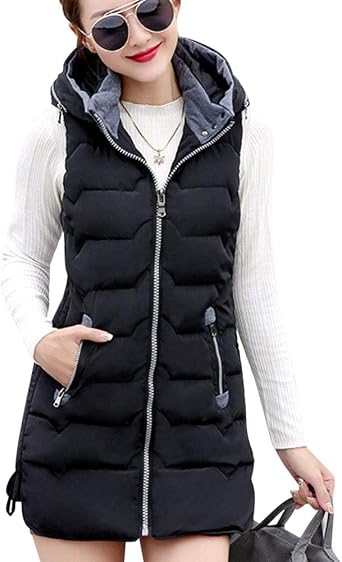 Women¡¯S Quilted Hoodie Padded Gilet 