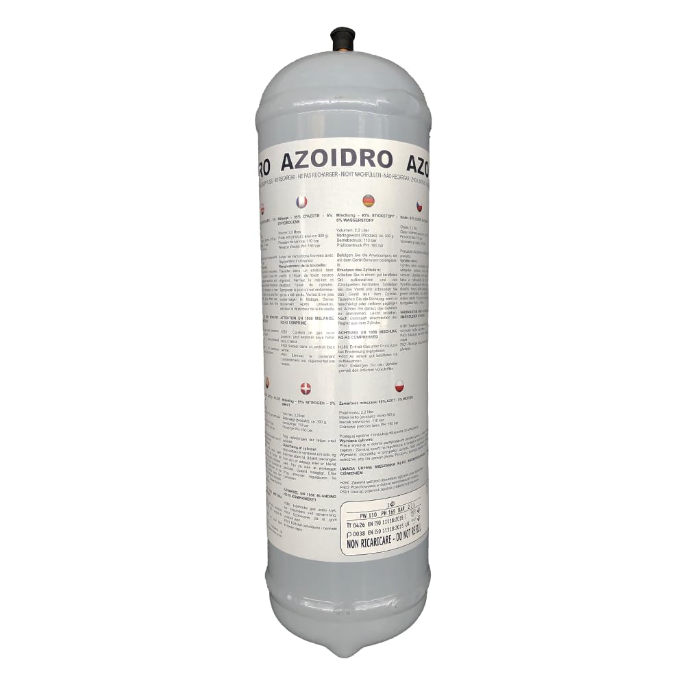 3S SuperSamaStore Bombola Cartuccia Azoto Idrogeno Azoidro/Azogen, 2,2 Lt | Per Circuiti A/C, Refrigerazione e Automotive – Miscela 95% Azoto 5% Idrogeno, ODP 0 e GWP 0