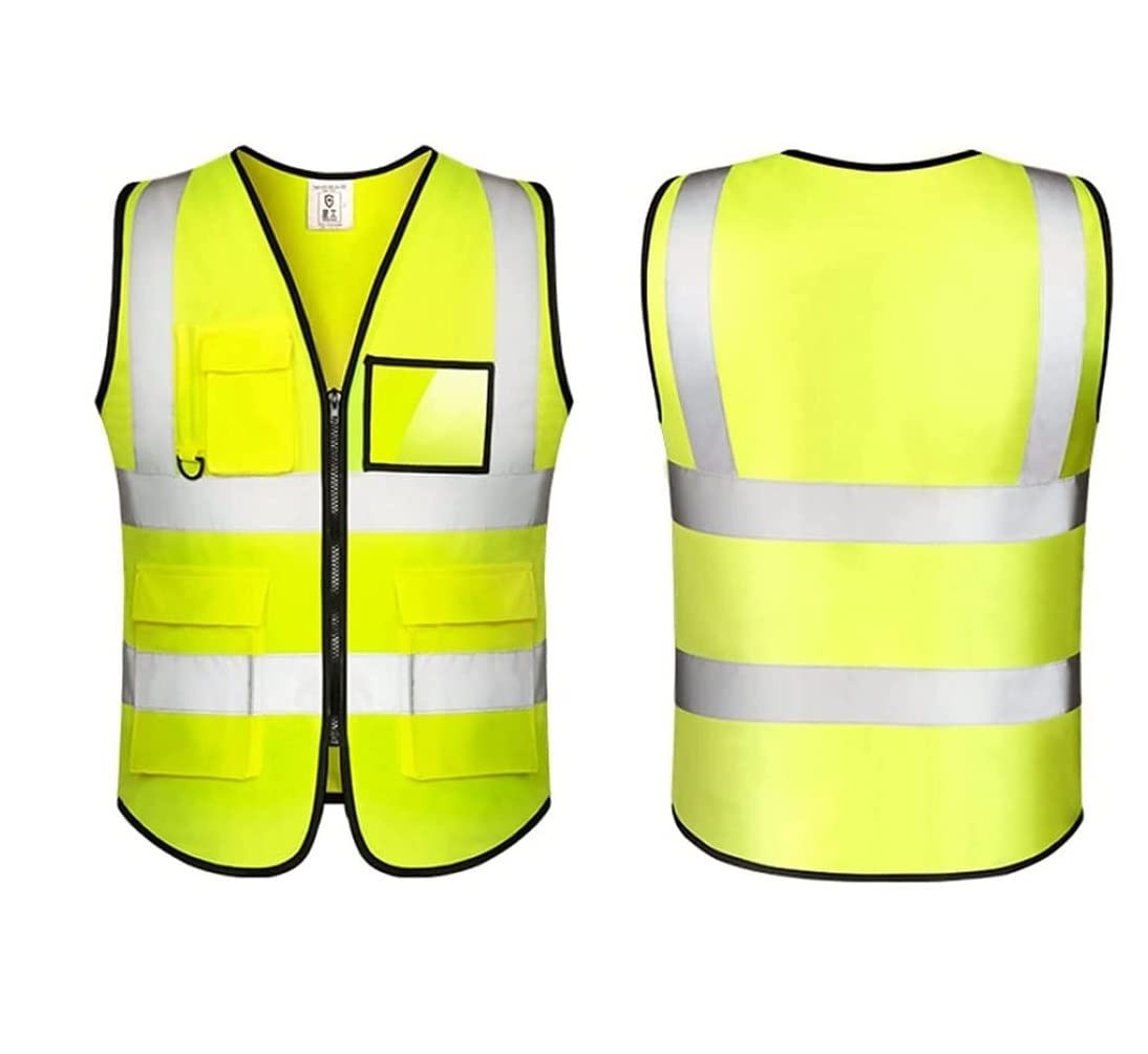 Warnwesten, Warnwesten, reflektierende Sicherheitswesten, Arbeitskleidung, Taschen mit reflektierenden Bändern, Verkehrs-Arbeitswesten, reflektierende Westen (A, XXL)