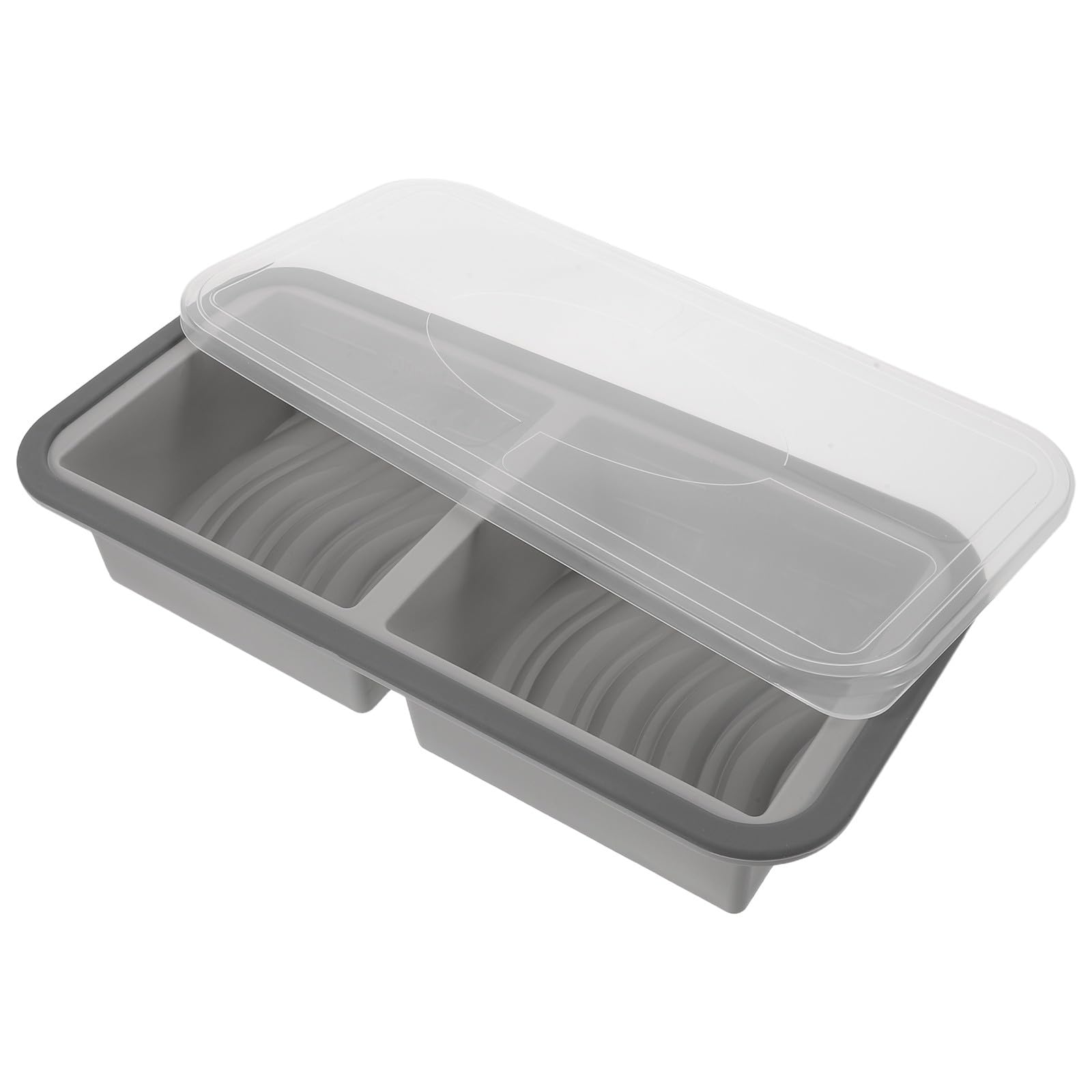Ipetboom Stampo in Silicone per Gelatina Rettangolare a 2 Scomparti | Coperchio, Bordo con Metallo Integrato, per Raffreddamento e Dolci Festivi