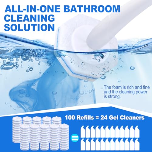 Actmuen 100pcs Disposable Toilet Brush Replacement Head,Bathroom Cleaning,Disposable Bowl Cleaners Compatible with Most Toilet Brushes - Thumbnail 4