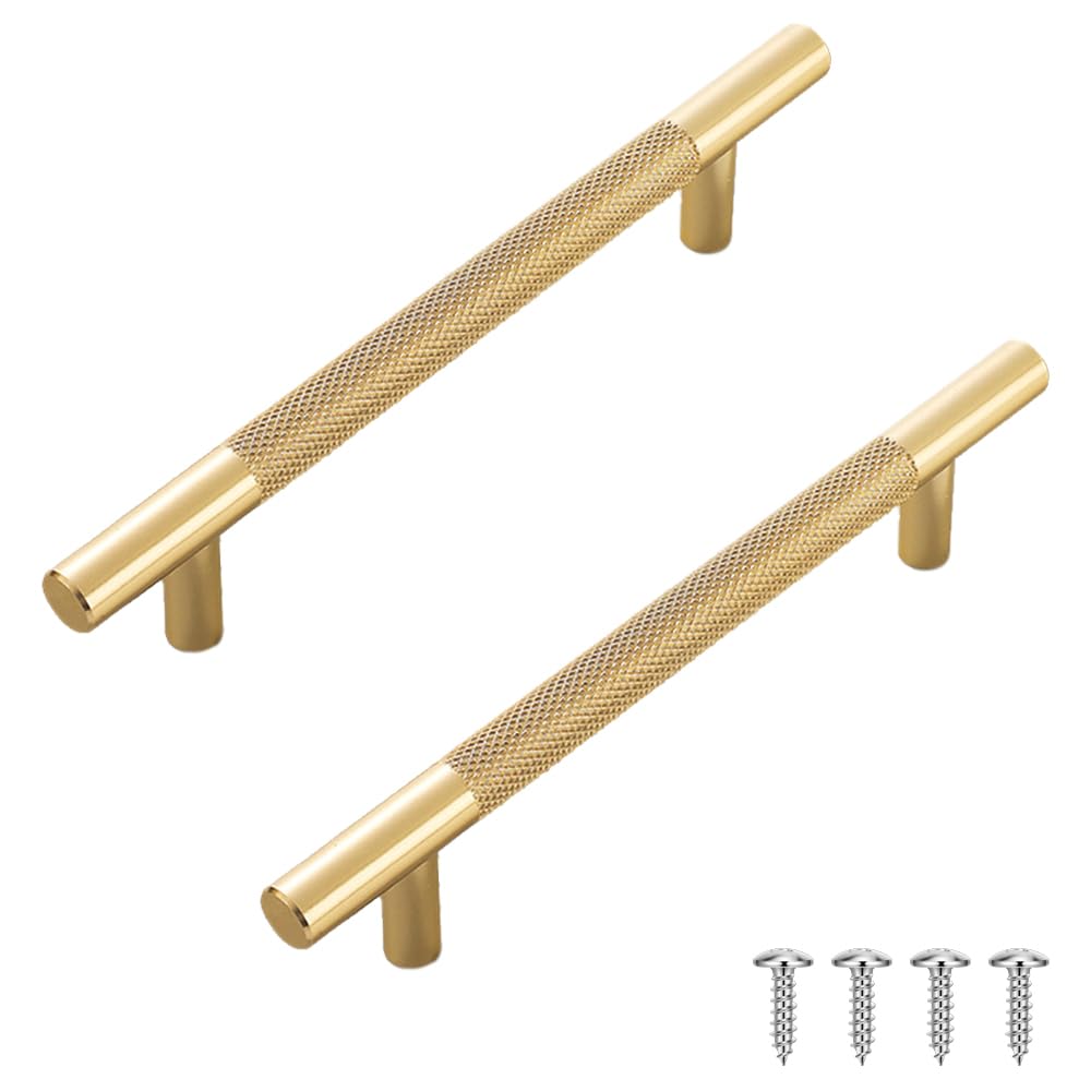 Lixulluo Rose Gold 2 Pcs Cupboard Handles 192Mm Wardrobe Handle Knurled Kitchen Handles Golden Drawer Handle With Screws For Cabinet Drawer Dresser Door Home Bathroom Pulls (Hole Centers:192mm)