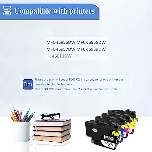 SHUOLEI LC427XL Ink Cartridges Compatible with Brother LC-427 XL LC427 Inkjet Cartridges Multi-Pack High Yield - Image 2