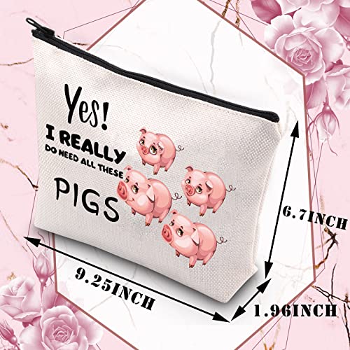 PLITI Pig Makeup Bag Funny Pig Lover Gift Pet Pig Gifts Yes I Really Do Need All These Pigs Farming Pig Zipper Pouch(need all pigsU) - Image 2