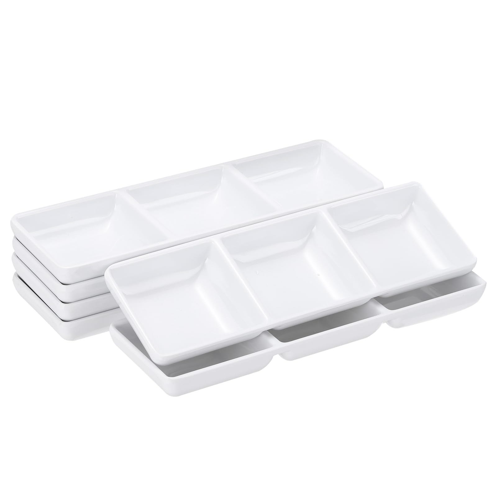 QUARKZMAN 6 Pezzi Ciotole Quadrate MF, Piccole Ciotole Bianche Per Contorni Con Piatto Diviso A 3 Scomparti Per Salse Dessert Casa BBQ Party Picnic Ristorante