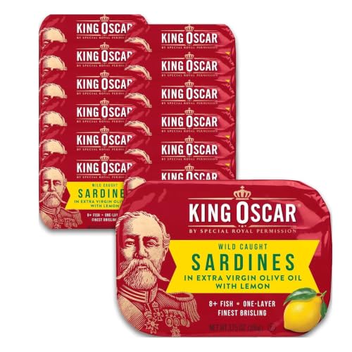 King Oscar Wild Caught Brisling Sardines EVOO with Lemon, 3.75 oz, 12-Pk