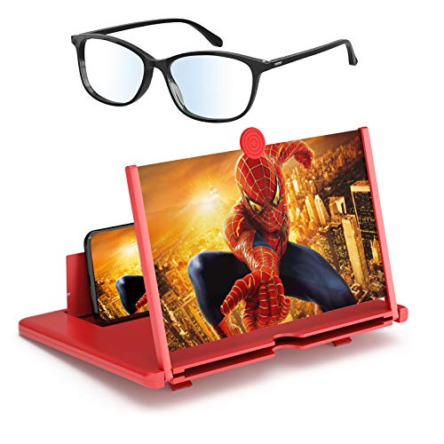 Losuda Amplificateur ecran Smartphone et Lunette Anti Lumiere Bleue,Agrandisseur ecran Telephone 12" HD d'écran pour Films Vidéos Et Jeux Meilleur Plaisir visuel,loupe et Lunette Anti lumière nocive